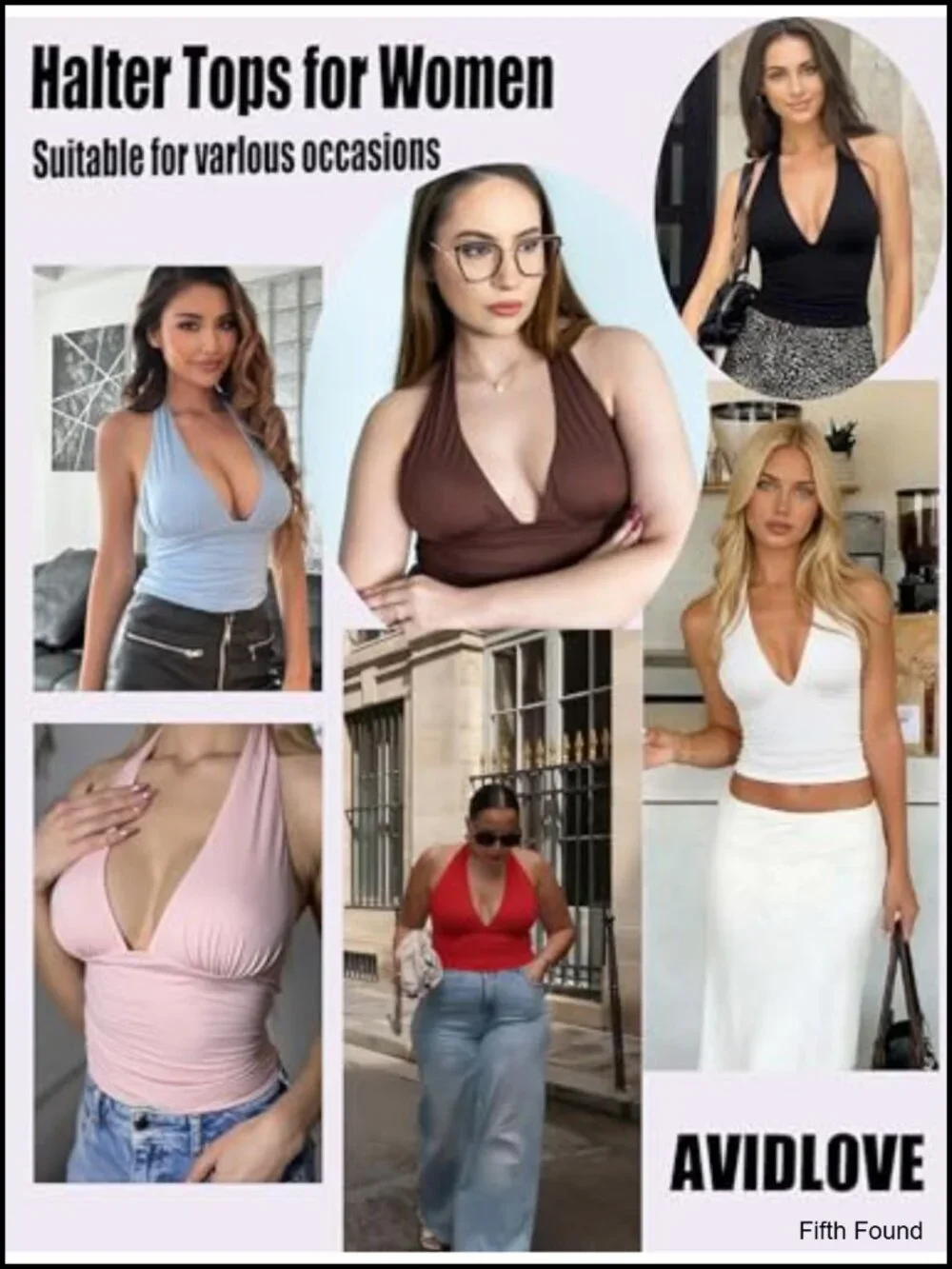 Double Lined Halter Tank Top Backless Deep V Neck Y2K Crop Top